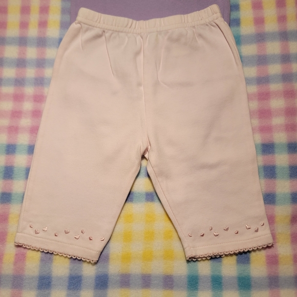 WENDY BELLISSIMO 💕 Pink Elastic Waist Pants w/Embroidered Mini Heart's 0-3M - Picture 3 of 11